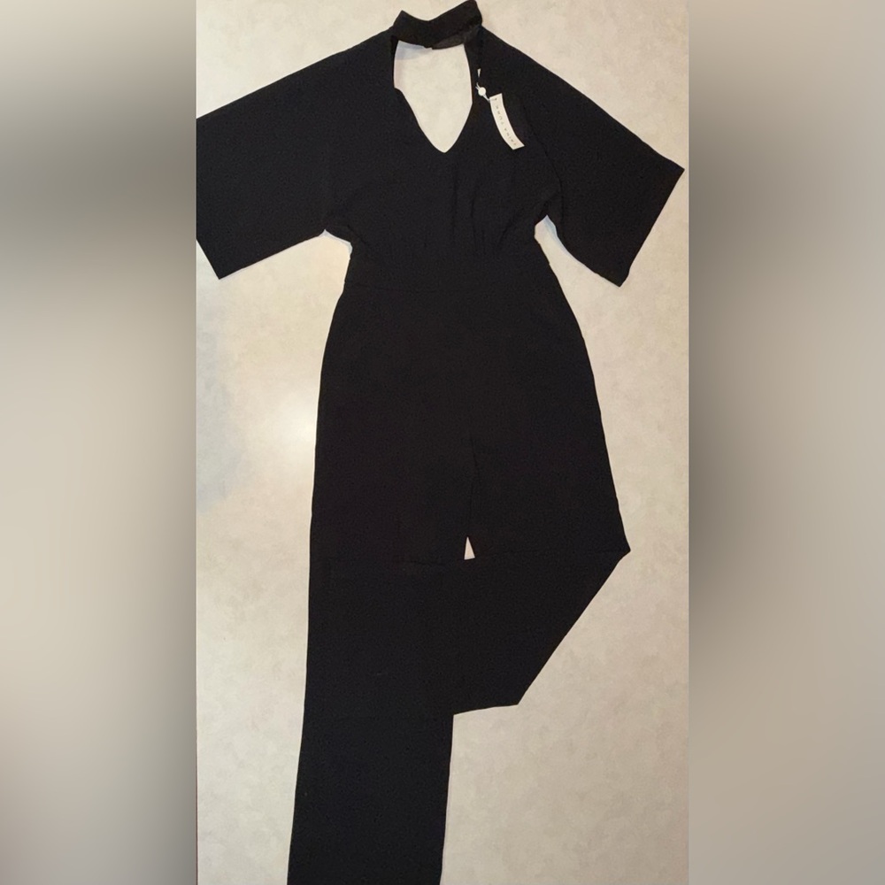Trina Turk Ambient Long Flowy Jumpsuit Classy Cocktail Black Size 2 NWT